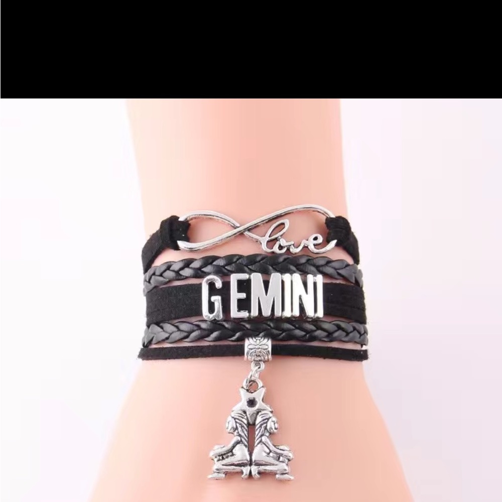 Gemini Zodiac Sign Leather Bracelet